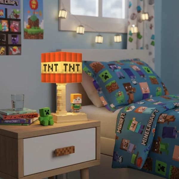 Sengelampe - MC Byggeklods Lampe - Børnesengelampe - Stemningslys - USB Genopladelig - TNT Klods Bloc tnt