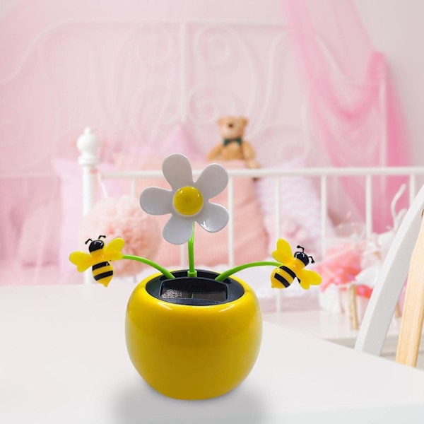Gula solcellsdrivna dansande blommor, bilprydnader, solcellsdrivna billeksaker, solcellsdrivna blommor, skakande huvud, bilinstrumentbräda, prydnader för