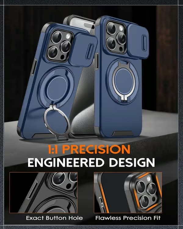 Magnetisk militærgradert deksel til iPhone 17 2.0 - Støtsikkert med kamerabeskyttelse og 360° støtte (Oransje) iP 17