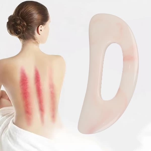 Rosa serie buet skrapesvampformet ansikts Gua Sha-sett Set