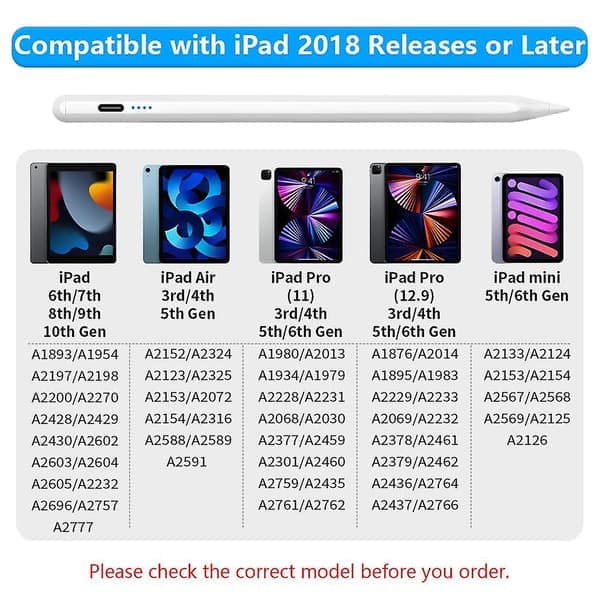 Universal Styluspenna för Android/iOS/Windows - Kompatibel med iPad, iPhone, Samsung, Huawei, Lenovo, Xiaomi & Alla Pekskärmar