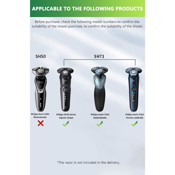 7000 Ersättningshuvud, Philips One Blade Elektrisk Rakapparat SH71 Serie 7000 5000 Triple Våt och Torr Rakapparat för Män Rakapparat Huvudtillbehör