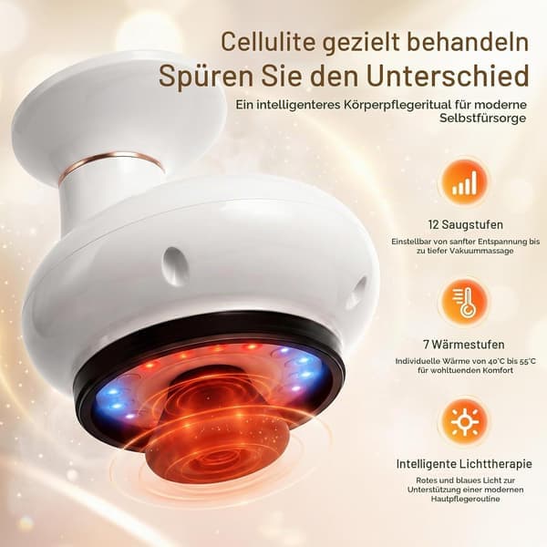 Elektrisk kropsmassager med varmeterapi, massageværktøj til cellulite og rygsmerter (hvid)