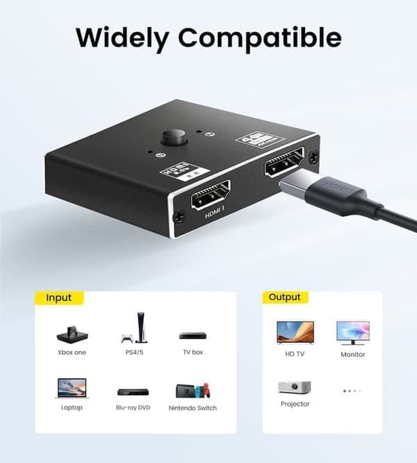 HDMI 2.0 Switch 2 ind 1 ud 4K HDMI Splitter 1 ind 2 ud