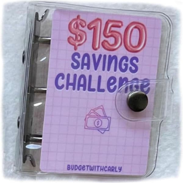 Mini Binder Opsparingsudfordring Udfordringsmappe 150 DOLLAR 150 dollars 150dollar 150dollar