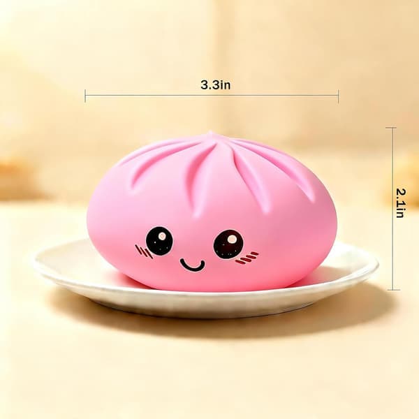 Glitter Dumpling Squishy Legetøj, Blød Strækbar Klemmebold med Damper til Børn og Voksne Flour Rose Red