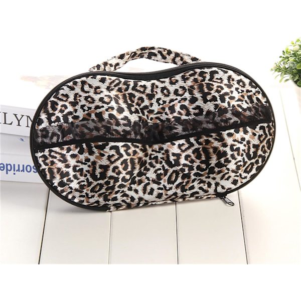 Rejsearrangør BH og undertøj lynlåspose, bærbar BH opbevaringspose med net rejseundertøj arrangørpose til bagage kvinder BH'er Bikin Leopard Print