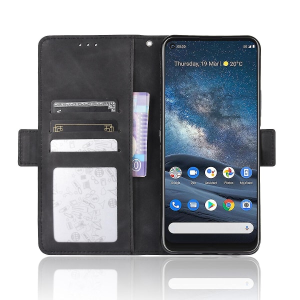 Kompatibel med Nokia 8.3 cover Justerbar löstagbar korthållare Magnetisk stängning Case Black A