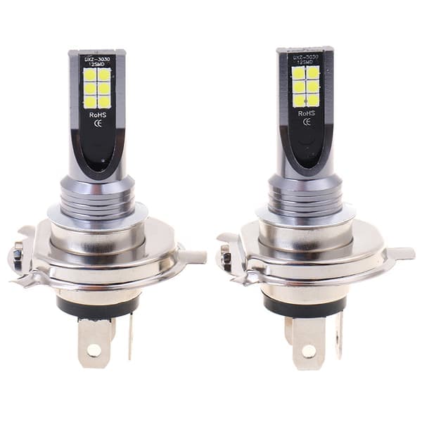 2x H4 200W 12000LM LED Bilfrontlykter med Pærer