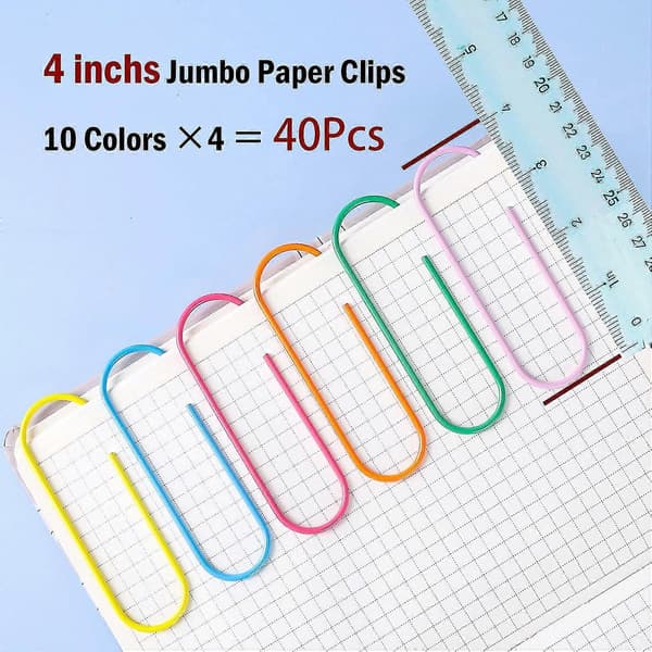 Jumbo Papirclips, 50 stk. 10 cm Store Papirclips Holder