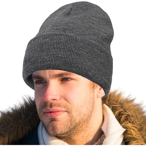Satinfodrade vintermössor, satinfordrad beanie vintermössa, stickad klockhatt med silkefoder, silkefodrad slouchy beanie, unisex enfärgad skullcap Navy grey