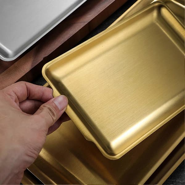 Stekebrett Sikker Multifunksjon 304 Rustfritt Stål Varmebestandig Solid Rustfritt Stekebrett for Kjøkken Golden L