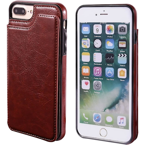 iPhone 7 Plus iPhone 8 Plus Plånboksfodral med Kortfack, katea Premium PU Läder Stativ Kortfack Fodral, Dubbel Magnetisk Spänne och Hållbar Stötskydd