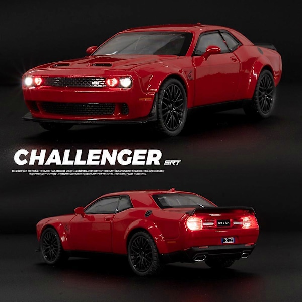 1:32 Dodge Challenger Hellcat Redeye Legerings Muskelbil Model Lyd og Lys Børnelegetøj Samlerobjekter Fødselsdagsgave Black