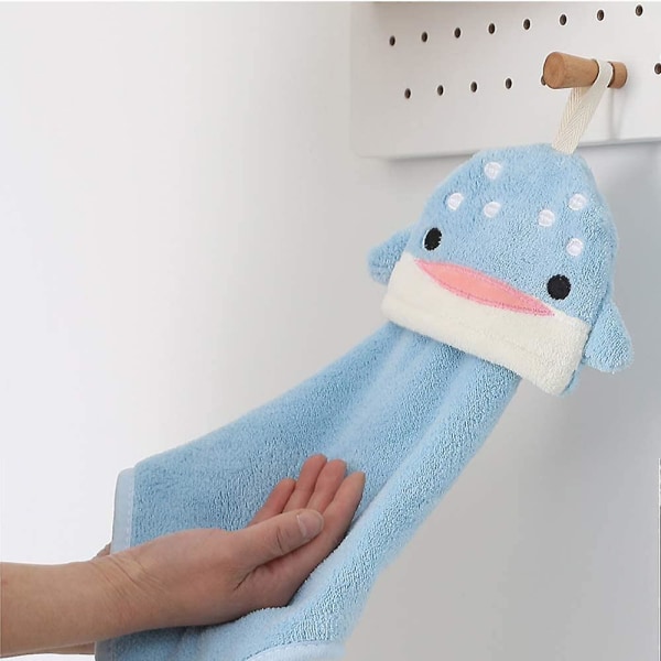 4 Pcs Lovely Animals Hand Towel For Kitchen Hanging Loop Soft Coral Soft Dish