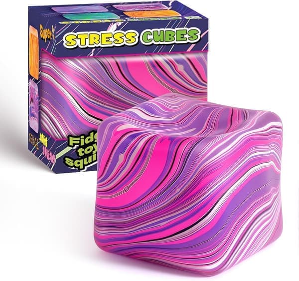 Squishy Stress Cube Fidget Legetøj Isklods Sensorisk Stressbold til Angstlindring Autismevenligt Klemmelegetøj til Børn og Voksne pink