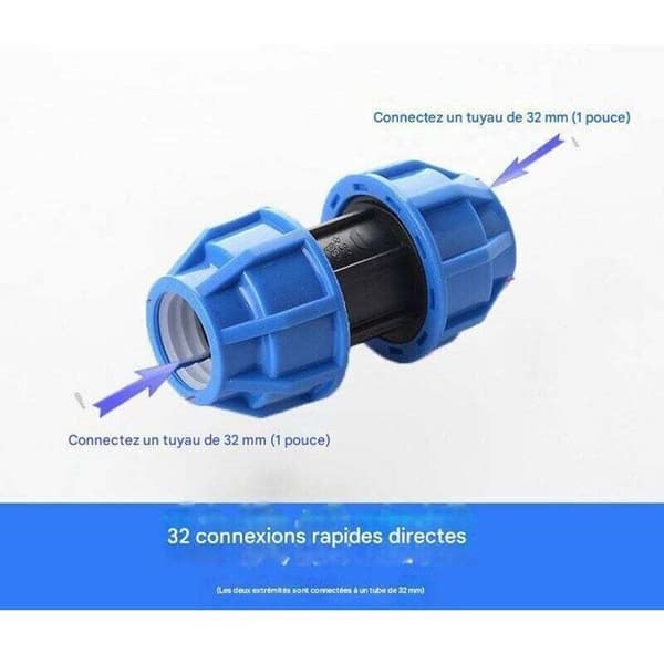 LUSKYKA® Vandslangekobling – 4-pak – Lige forbindelse – PE-plast – 32 mm diameter