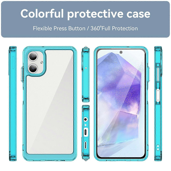 Stöttåligt skal för Samsung Galaxy A06 TPU + Akryl Skyddande Genomskinligt Telefonskal Multicolor Style E