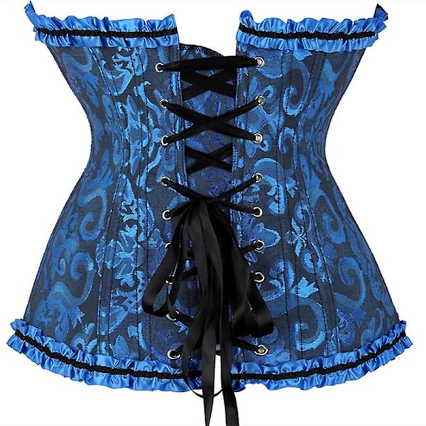 Mimigo Naisten Pitsi Nauha Takana Seksikäs Kukallinen Korsetti Naisille Alusvaatteet Bustier Yläosa Pluskoko BLUE 2XL