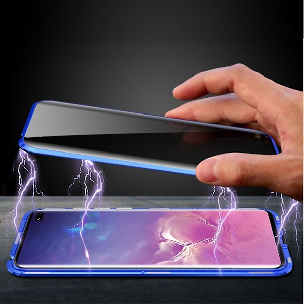 Magnetiskt fodral kompatibelt med Samsung Galaxy S23 Ultra, Anti Peeping Fodral Dubbelsidigt Härdat Glas Skyddande Flip Skal 360 Helkroppsskydd M rot