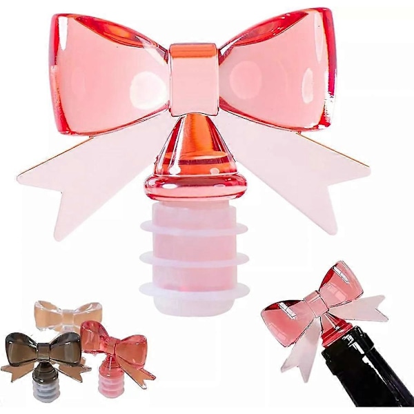 Vinpropp med rosett, Vinflaskpropp, Silikon Vinflaskpropp pink