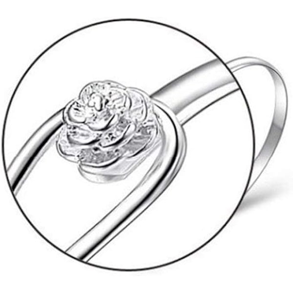 Sølv Armbånd Elegant Clip-On Knap Dame Sølv Armbånd Blomster Design Sølv Charm Armbånd Bangle Klassisk Bangle Smykker(belagt sølv)