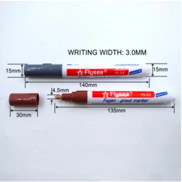 Forpakning med 6 ledd penn Injection Mill Tile penn fugemarkør med fuge reparasjon for fliser vegggulv svart fugemarkør