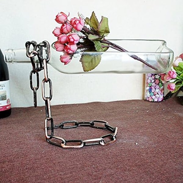Kreativ metal kæde vinreol, retro håndværk hjem indretning vinflaskeholder (Vintage kobber)