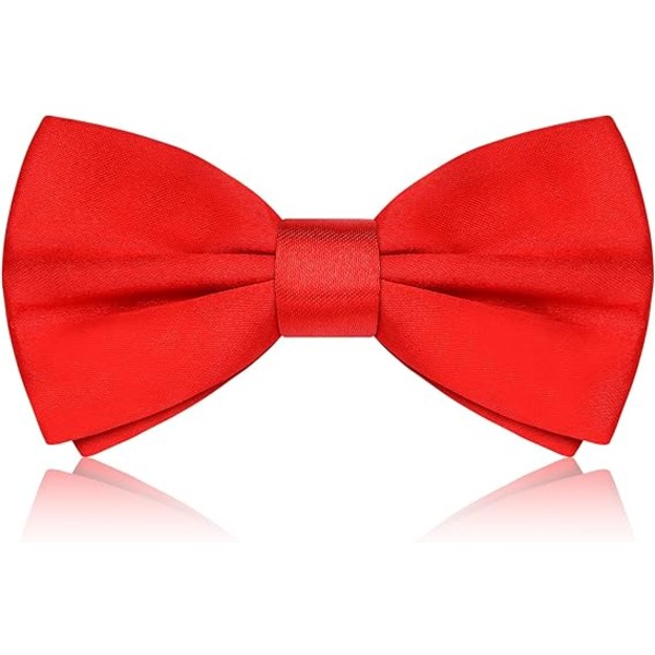 Forhåndsbundet sløyfe for menn, Tux-sløyfe Justerbar formell halssløyfe Satengsløyfe for festbryllup (rød)