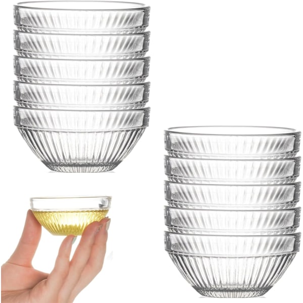 Dipskåle, 80 mm mini glasskåle, 10 glasskåle, små dipskåle, dipskåle, genanvendelige snackskåle, stabelbare