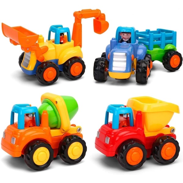 Baby , Push and Go Friktionsdrivna billeksaker Traktor Bulldozer Dumper Cementblandare Tekniska fordon Leksaker för pojkar Flickor Barn Present