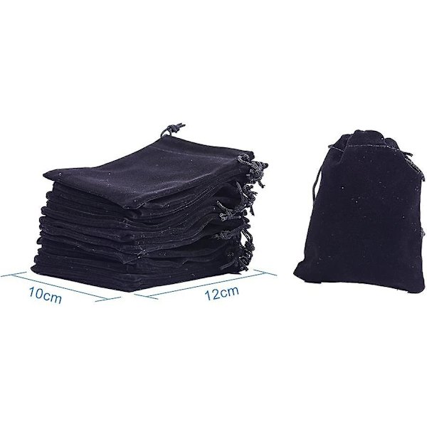50 stk. fløjls smykkeposer 3,9x 4,7 tommer sorte fløjls smykkeposer snøreposer til smykker armbånd og ure opbevaring