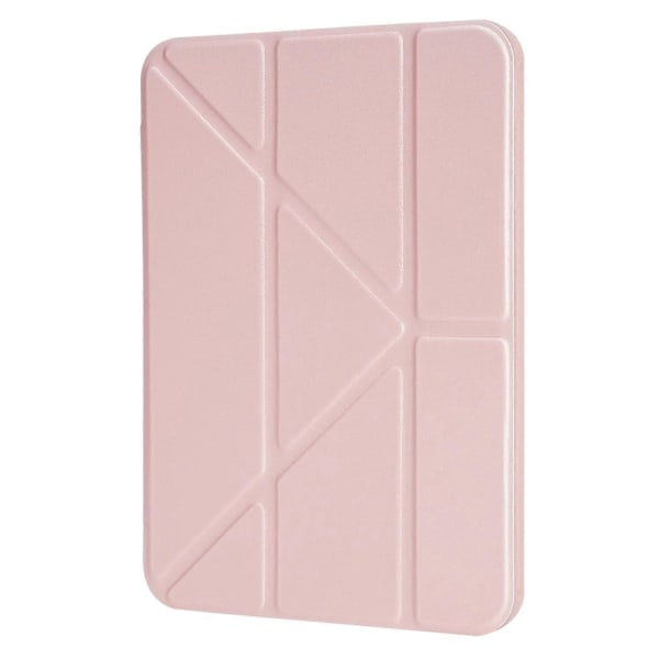 iPad Air 11 (2024) Kotelo PU-nahka + Silikoni Origami-jalusta Suojakuori - Ruusukulta Multicolor Rose Gold