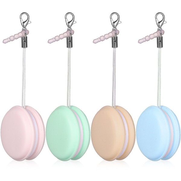 4 stk Macaron mobiltelefon skjermrensere Macaron formet telefon rengjøringsservietter Børster Mobiltelefonsnorer Dekorative anheng