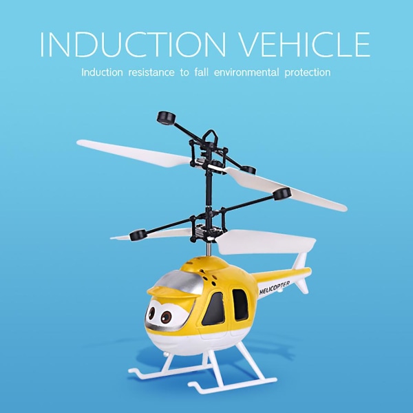 Sarjakuva älykäs anturi lentävä lelu kaukosäätimellä varustettu helikopterilelu LED-valolla Yellow