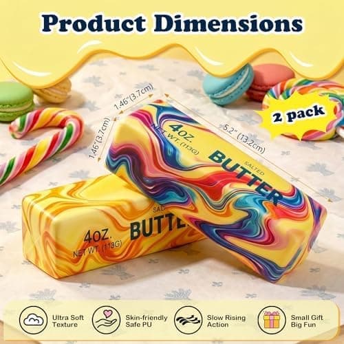 2 st färgglada smör-squishy klämleksaker långsamt stigande stress skrivbordsleksaker paket Rainbow 2pcs