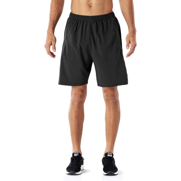 Casual för män, snabbtorkande träning, löpning eller gymträningskort med blixtlåsfickor (STORLEK:M)
