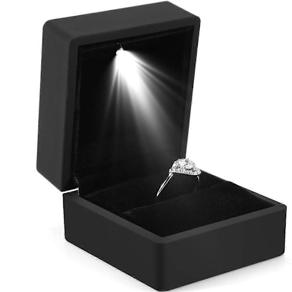 LED Ringask Upplyst Ringask för Frieri Ringask med LED-innerbelysning för Förlovning Bröllop