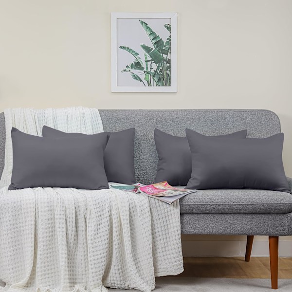 Tyynynpäälliset 4 kpl - Normaali koko 50x75 cm - 100% Harjattu Mikrokuitu Tynynpäälliset Kirjekuorilukolla - Ryppy-, Haalistumis- ja Tahrankestäviä Tynynpäälliset Gray 50 X 75 (Pack of 4)