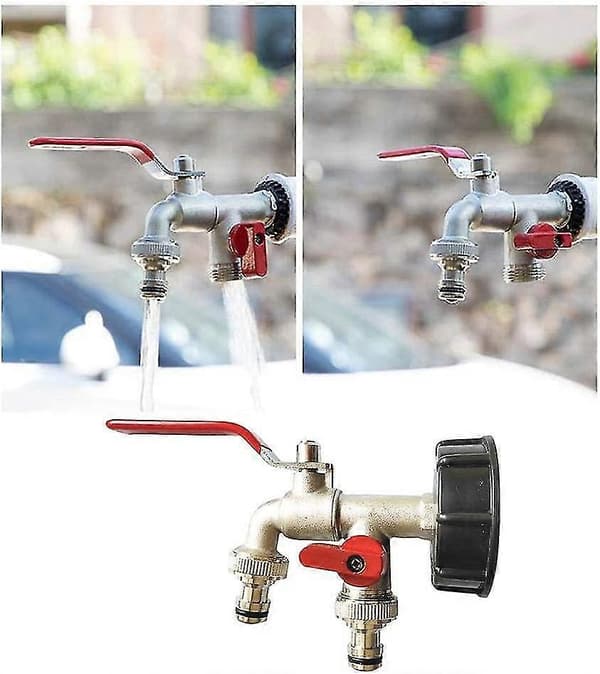 IBC Dobbelt Tank Adapter, S60 X 6 til Messing Havehane, 1/2\" udløbsdiameter, 60mm indløbsdiameter_FÅ DEN
