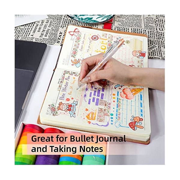 Glitter Gel Ink Pen 16 eri väriä sisäänvedettävä set 0,7 mm hienokärkinen värillinen päiväkirjakynä