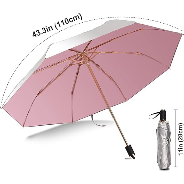 UV-beskyttelse paraply, håndholdt parasoll, regntett UV-beskyttelse parasoll, UV paraply kompakt personlig parasoll