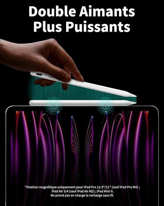 Styluspenn med trådløs lading, kompatibel med iPad Pro/iPad/iPad Mini, håndflateavvisningsfunksjon, hvit