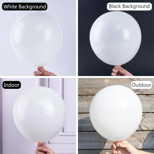 Mat hvide balloner, 100 stk 10 tommer hvide balloner, latex balloner til ballonkrans ballonbue som festdekorationer, fødselsdagsdekorationer