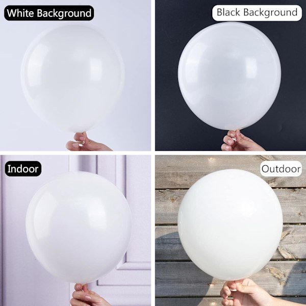 Matte Hvide Balloner, 100 stk 10 Tommer Hvide Balloner, Latex Balloner til Ballon Garland Ballonbue som Festdekorationer, Fødselsdagsdekorationer