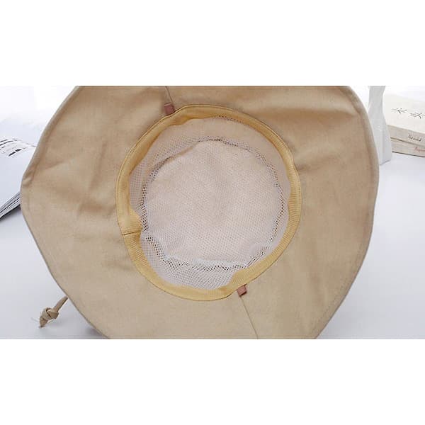 Khaki solhatt for kvinner med bred brem UPF 50+ sammenleggbar