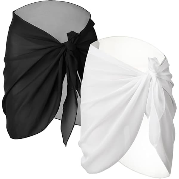 2-delt strand sarong til kvinder, chiffon badedragt nederdel