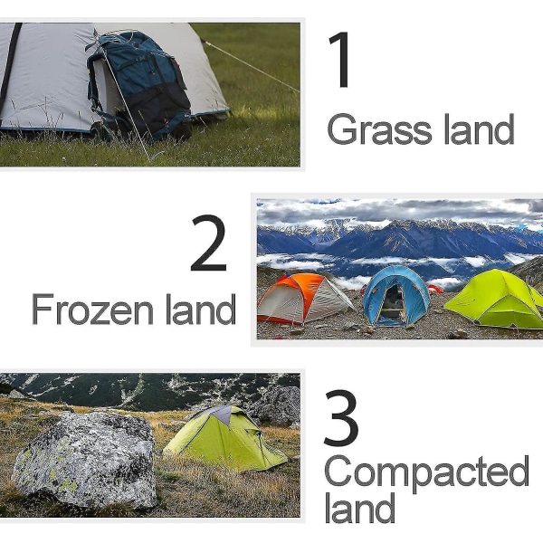 12-pak teltpæle-udendørs telt himmelgardin jordsøm Aluminiumslegering Camping Camping Trekantet fed teltsøm med reb 18cm Ferie