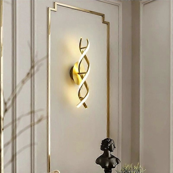 Moderne og minimalistisk soveværelse, sengelampe til væg, kreativ lampe, nordisk korridor dekoration, baggrundsvæg, kunstnerisk design, W Black Nature White(3500-5500K)