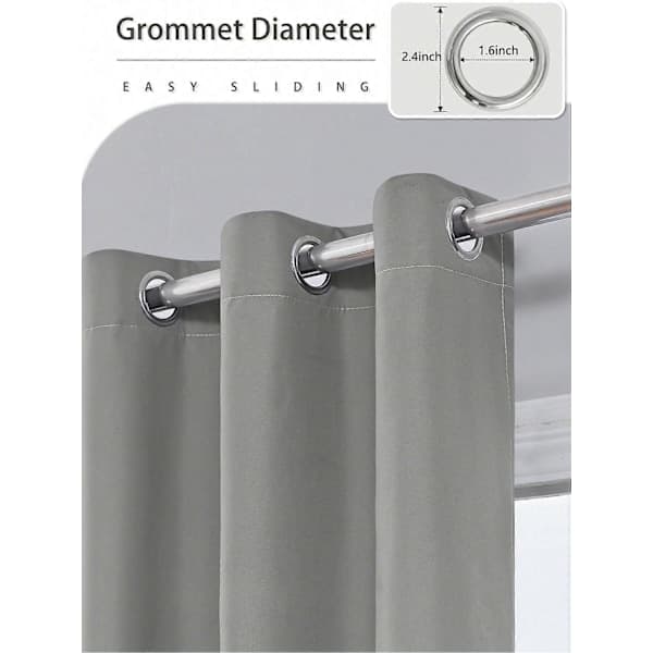 Mørklægningsgardiner med isolerende foring, kompatible, til stue, soveværelse, grå [JUN] grå 100X250CM 1 STK & ringtop grey 100X250CM 1PCS&Grommet Top